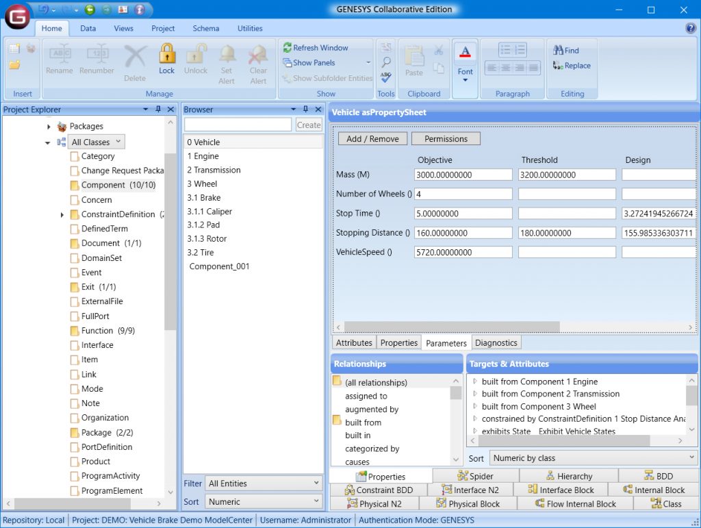 Using parameter of Components to record constraint requirements