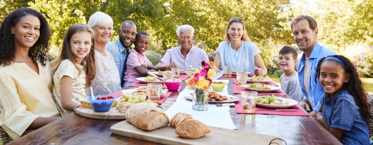 Family having lunch together