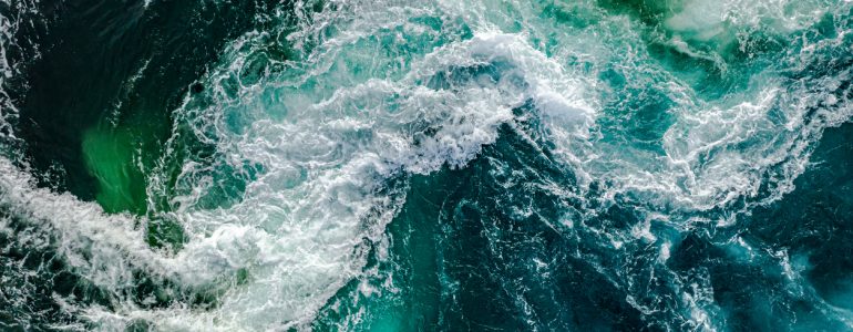 waves of river and sea meet