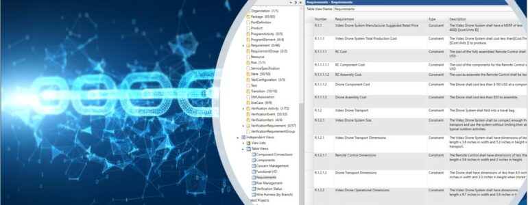 Image of chain behind an image of Table Views in GENESYS